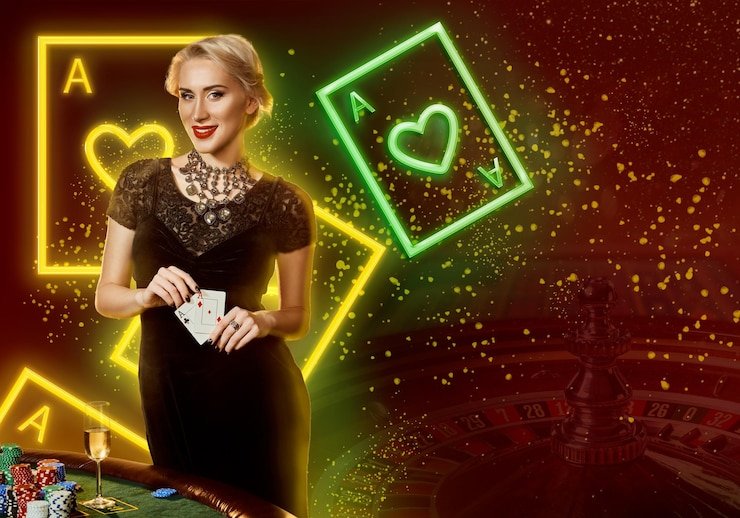 Meja Live Baccarat Pretty Gaming dengan dealer dan kartu terlihat jelas